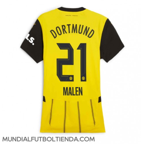 Camiseta Borussia Dortmund Donyell Malen #21 Primera Equipación Replica 2024-25 para mujer mangas cortas